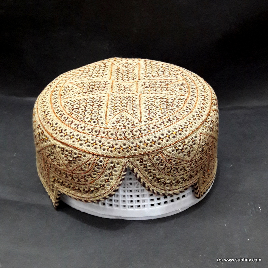 Creem Color Chakki Sindhi Cap / Topi (Hand Made) MKC-719